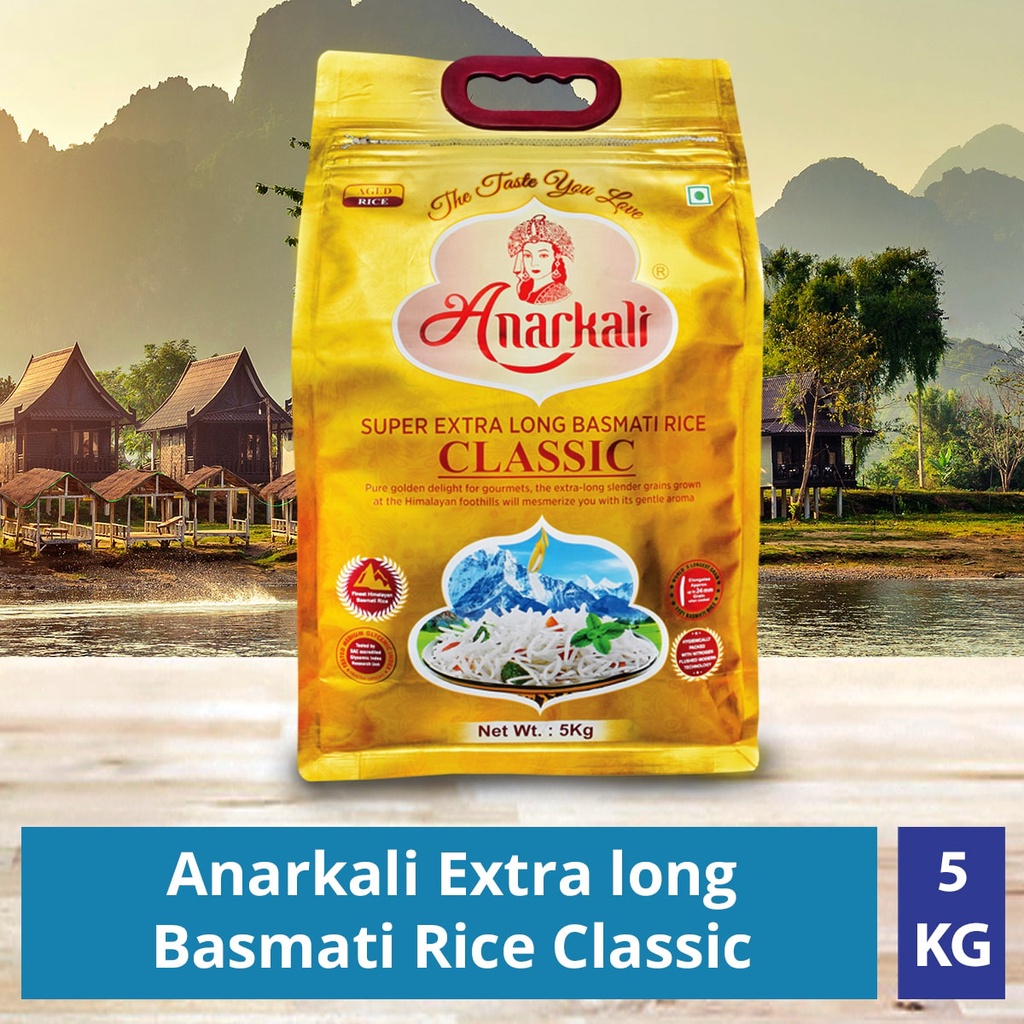 Anarkali Extra Long Classic Basmati Rice Medium GI Rice 5 KG | Shopee ...