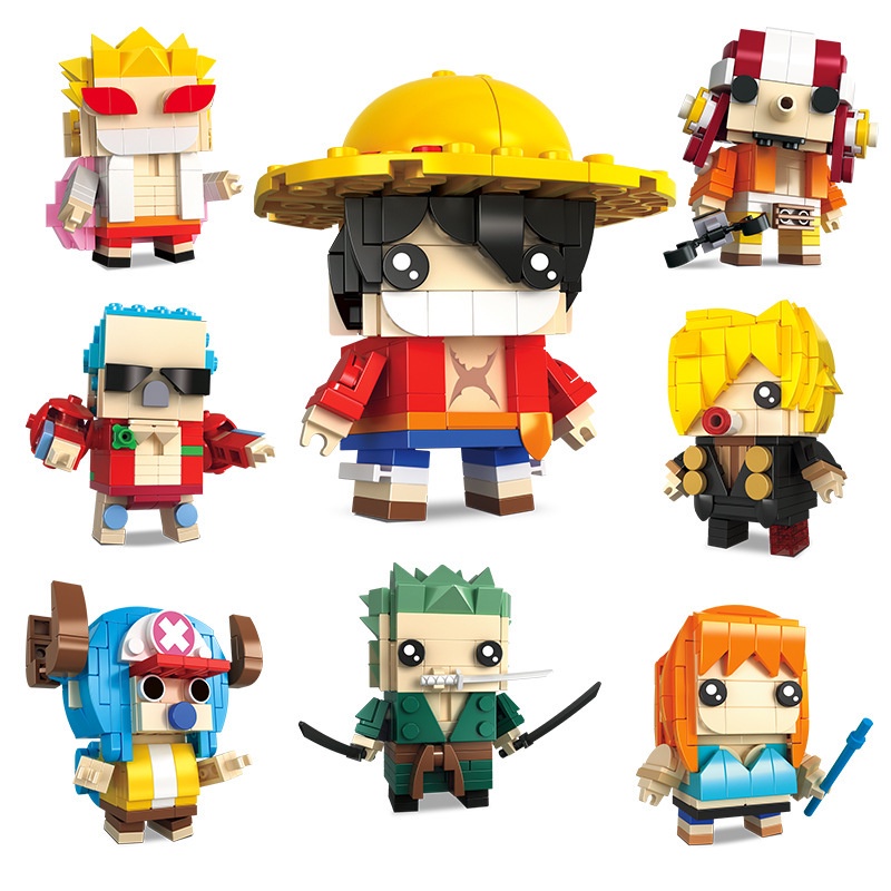 One Piece Brickheadz Building Blocks Luffy Nami Chopper Sanji Zoro Usopp Ace Franky Brook Robin