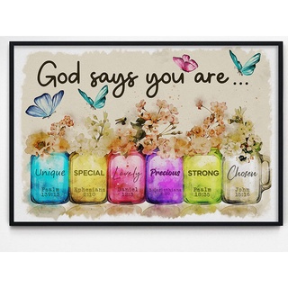 God Says You Are Poster Wall Art Religious Scripture Encouragement ...