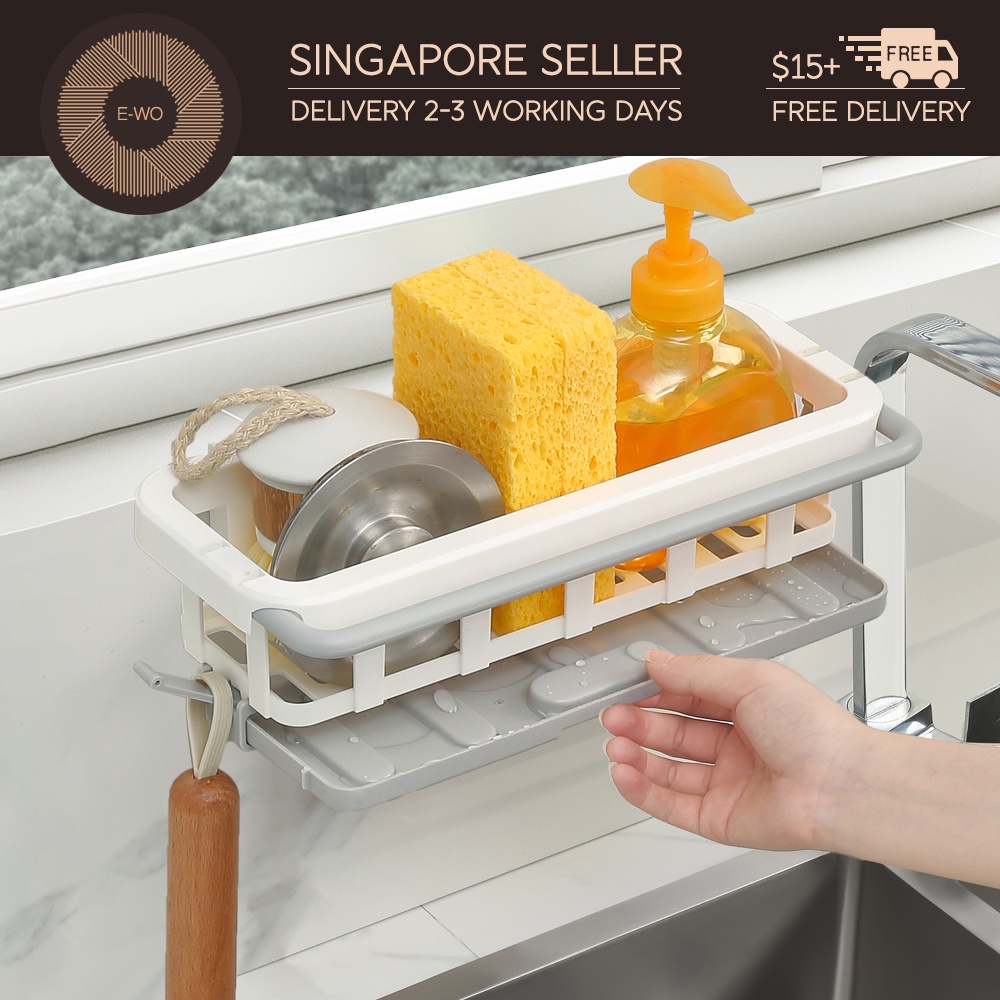 Selfadhesive Faucet Drainage & Drying Rack, Space saver storage for