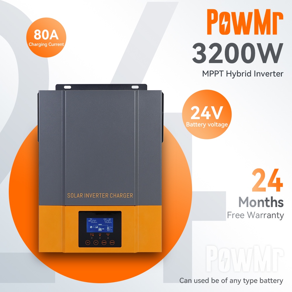 Powmr 3 2kw 230vac Pure Sine Wave Solar Hybrid Inverter Built In 80a