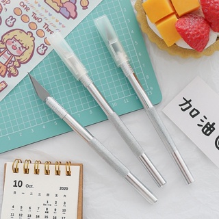2pcs White+Pink Craft Cutting Tool Paper Pen ,Cutter Knife Creative  Retractable Hobby Knife Blade Art Utility Precision Paper Cutting Carving  Tools with Pocket Clip for DIY Drawing Scrapbooking