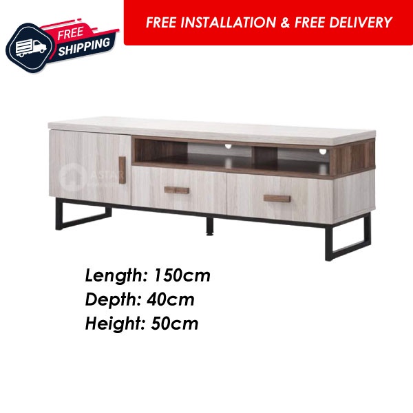 ASTAR 4FT/ 5FT/ 6FT Wooden TV console TV cabinet storage shelve TV Rack ...