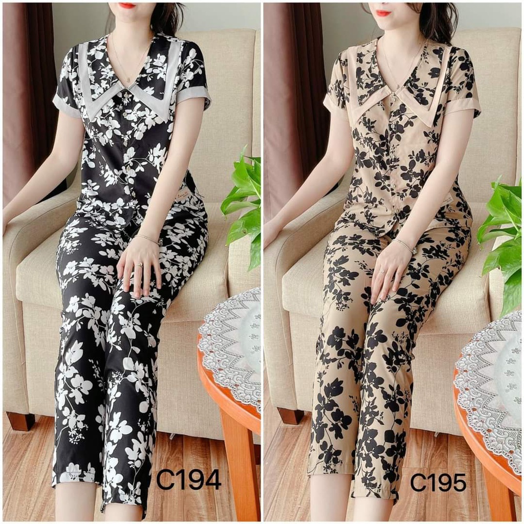 Long Set Of Home Wear, Soft Elastic Material, Shrink Neck With 2 Layers full size 44-70kg-C192