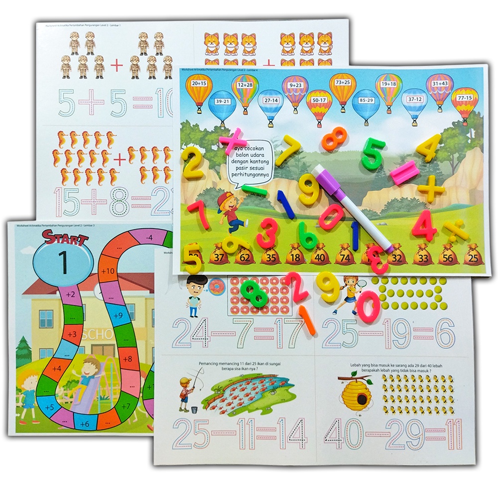 Children's Educational Toys WIpe Clean Worksheet Learning Math Levels 2 ...