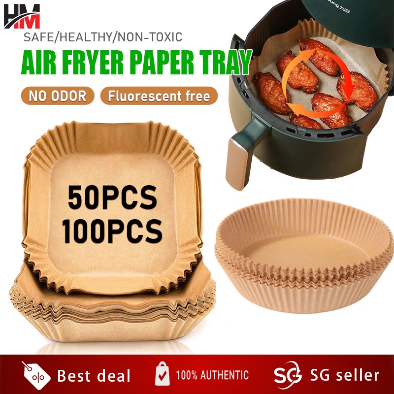 【Sg stock】50pcs/100pcs Air Fryer Paper Disposable Liner Baking
