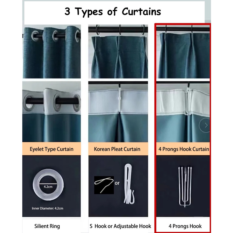 ArtLiving SG 1PC 4 Prong Hook Curtain,90% Blackout Curtain, Nordic ...