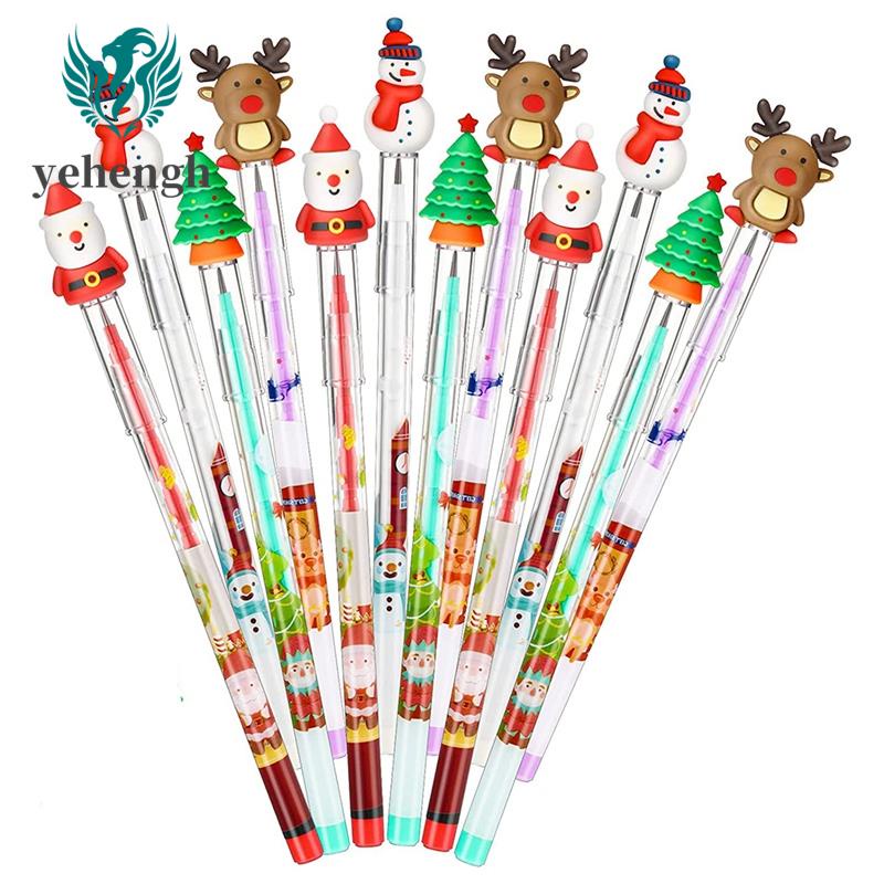 FOIMAS 24-Pack Christmas Pencils - Stackable Push Pencils With Santa & Snowman Toppers