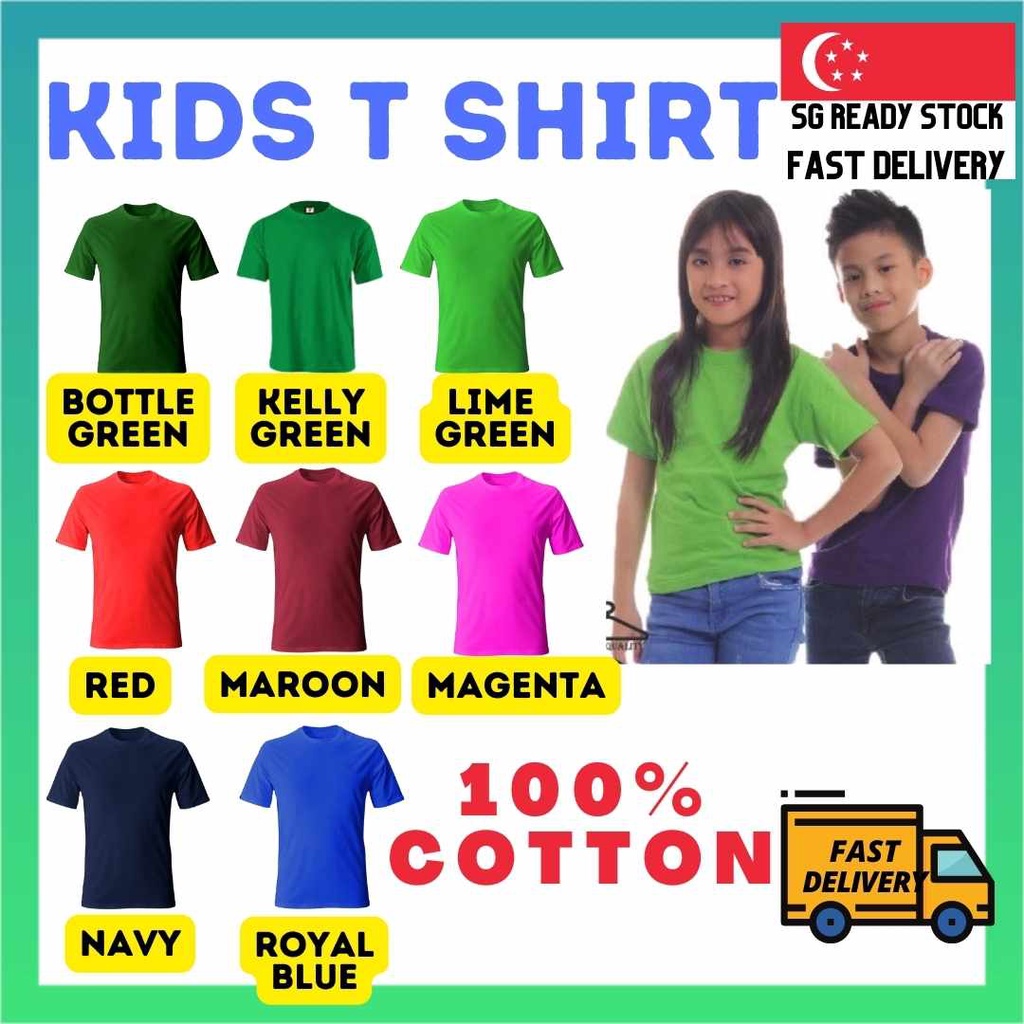 [kids Plain T Shirt] Cotton Comfort Kids Tshirt Youth Top Assorted 