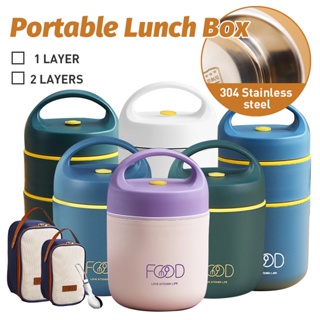 Stainless Steel Lunch Box for Adults Kids School Office 1/2 Layers