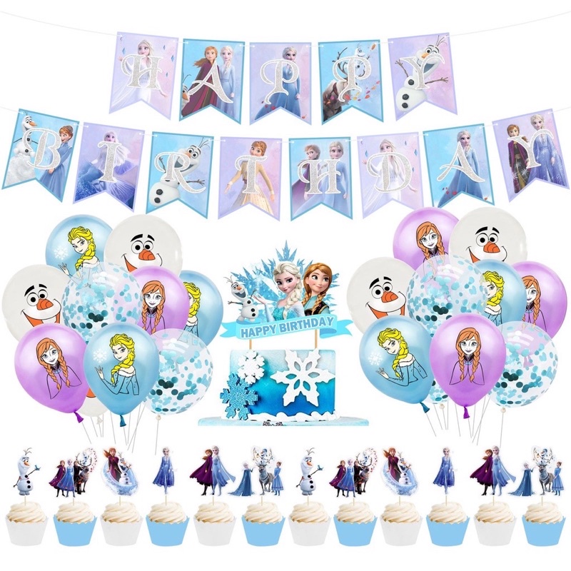 [SG Seller] Frozen Elsa Anna Princess Olaf Happy Birthday Set B Party ...