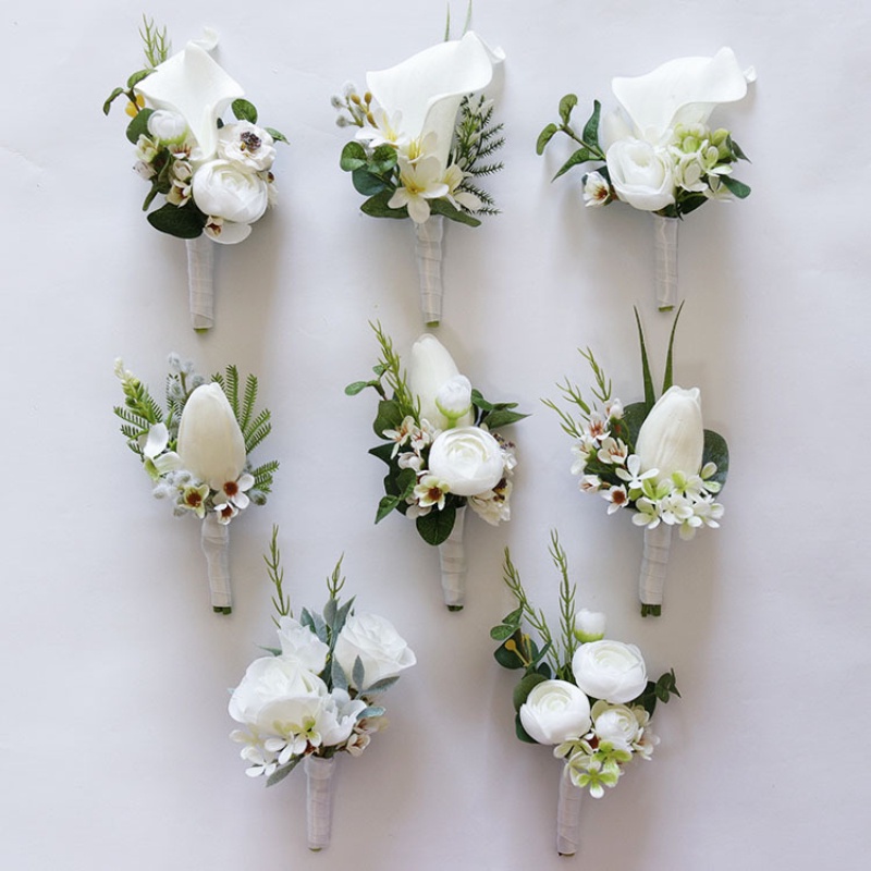 Western Style White Tulip Wrist Corsage Bridesmaid Bracelet Tea Rose