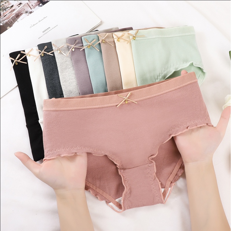 Free Size Seamless Cotton Panties Sexy Mid Rise Thread Soft Underwear ...