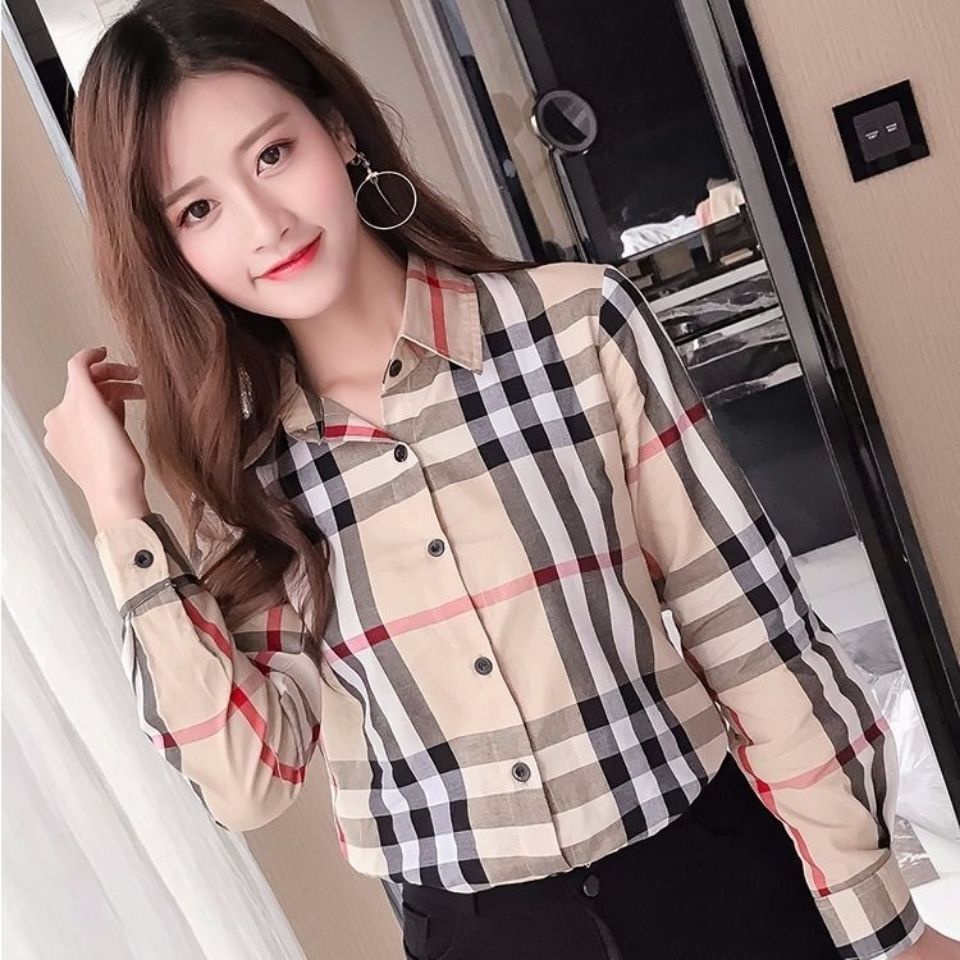[M-3XL] Classic Plaid Shirt Women's Clothing 2020 Autumn Korean Vintage Fashion Loose Slimmer Look Striped Temperament Long-Sleeved Top