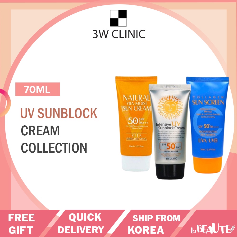 [3W Clinic] Intensive UV Sun Block Cream / Collagen Sunscreen / Natural ...