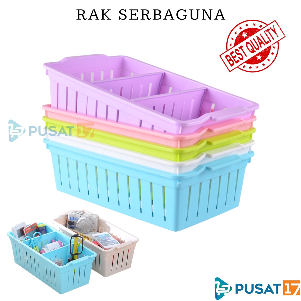 PUSAT17 RAK PLASTIK SERBAGUNA PARTISI SEKAT / RAK MULTIFUNGSI / RAK BUMBU DAPUR KOSMETIK / RAK KAMAR MANDI / RAK MEJA PENA ATK / STORAGE BOX ORGANIZER