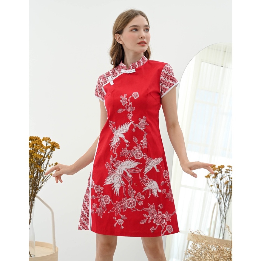 Batik top cheongsam dress