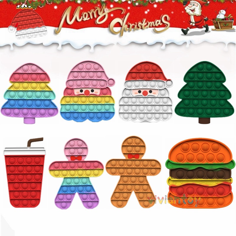 POP IT Santa Claus Christmas Tree Push Bubble Sensory Fidget Toys ...