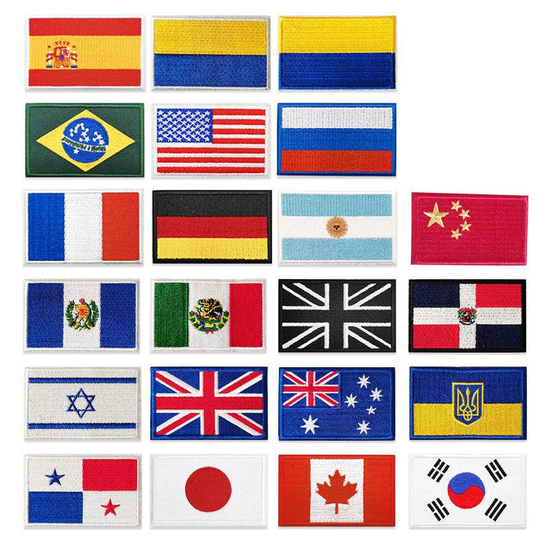 National Flag Patches Embroidery For T-shirt Iron On Appliques Clot