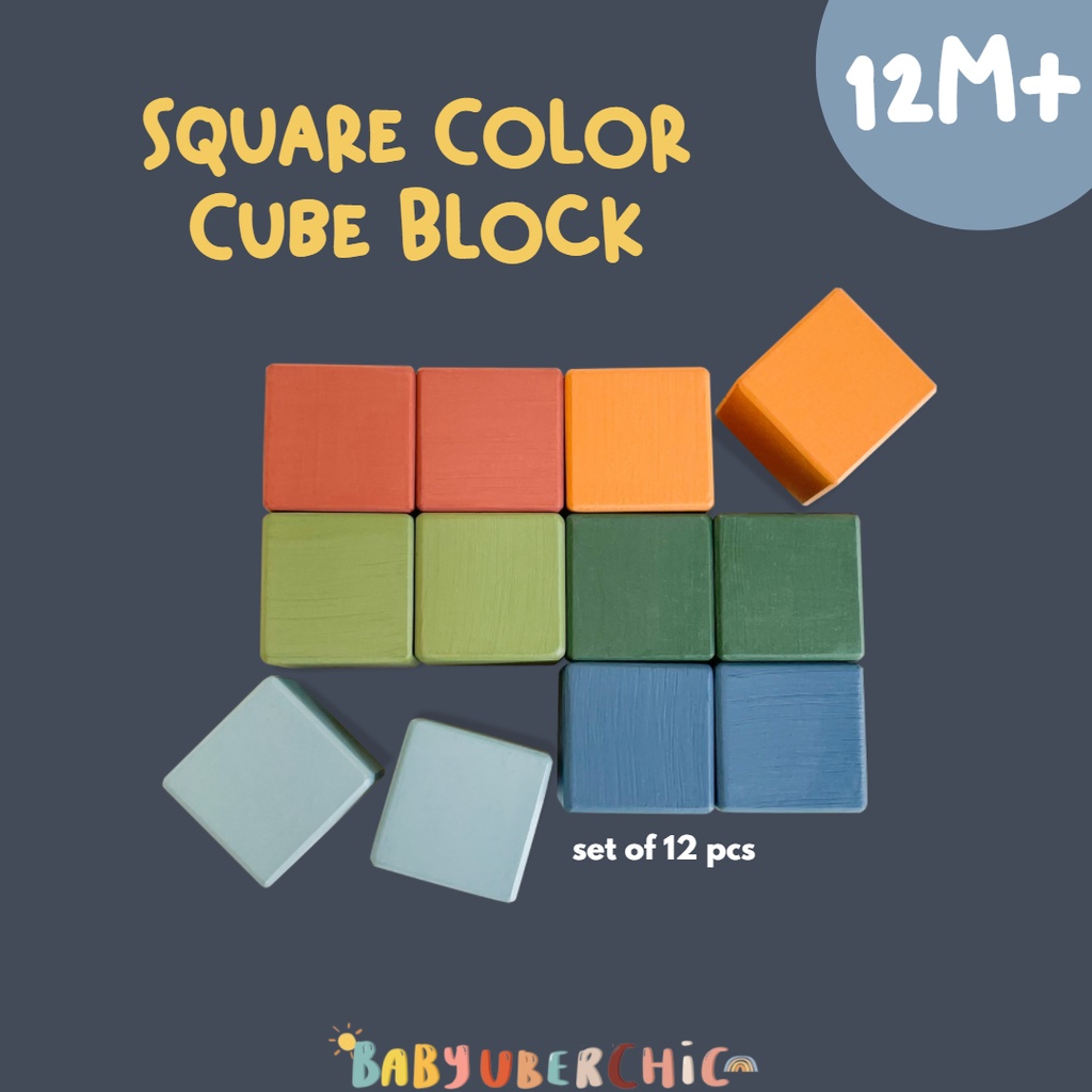 Letter In Pine - Wooden Square Cube Color Block - Wooden Stacking Block ...