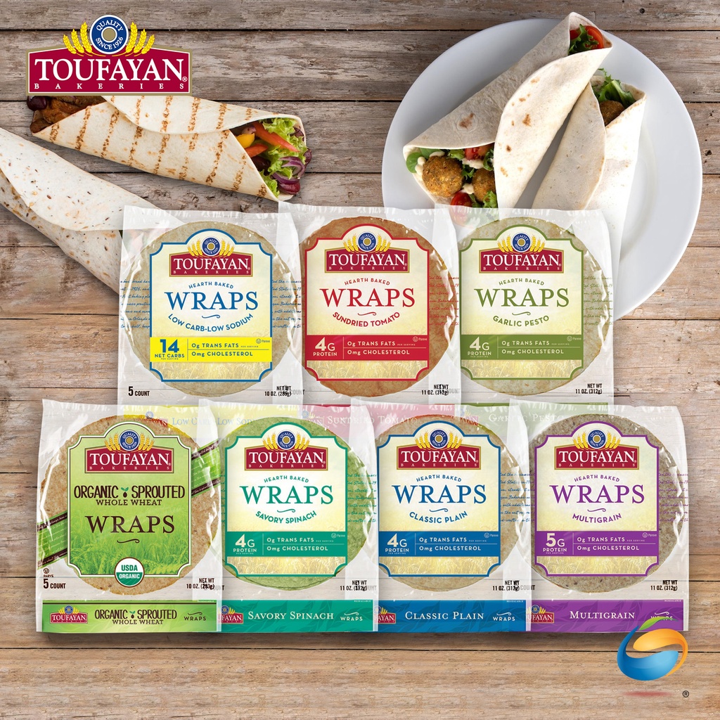 TOUFAYAN BAKERIES Wraps (Garlic Pesto, Low Carb, Multigrain, Whole