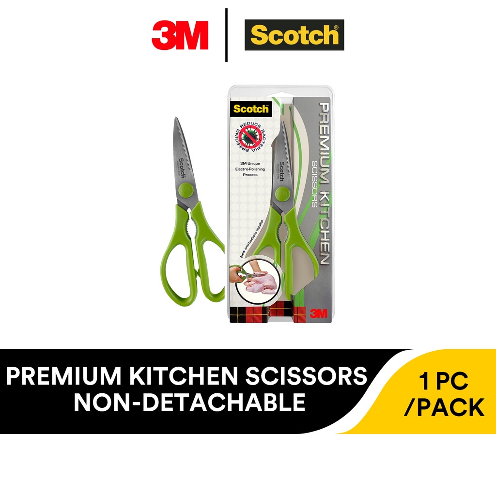 3M Scotch Premium Kitchen Scissors Non Detachable KSAB Green, Rust