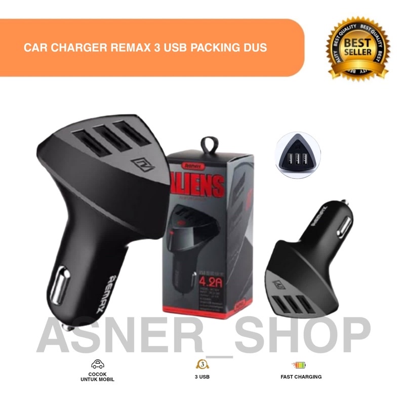 Saver Remax 3 USB Car Charger Aliens Cas Car Adapter Packing Dus ...