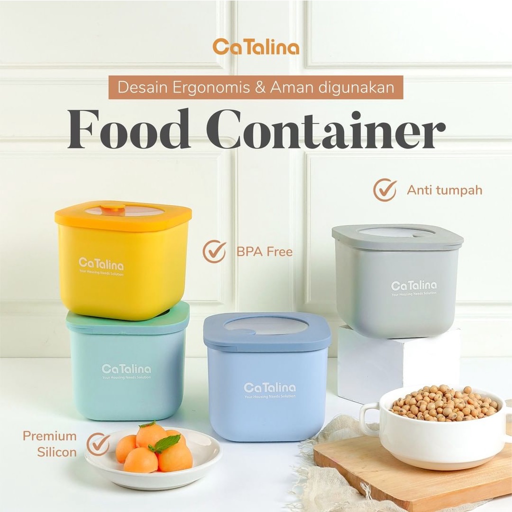 CaTalina Kotak Snack Storage Makanan Microwaveable 600ml 1000ml Food Container Kedap Udara - Gambar 2