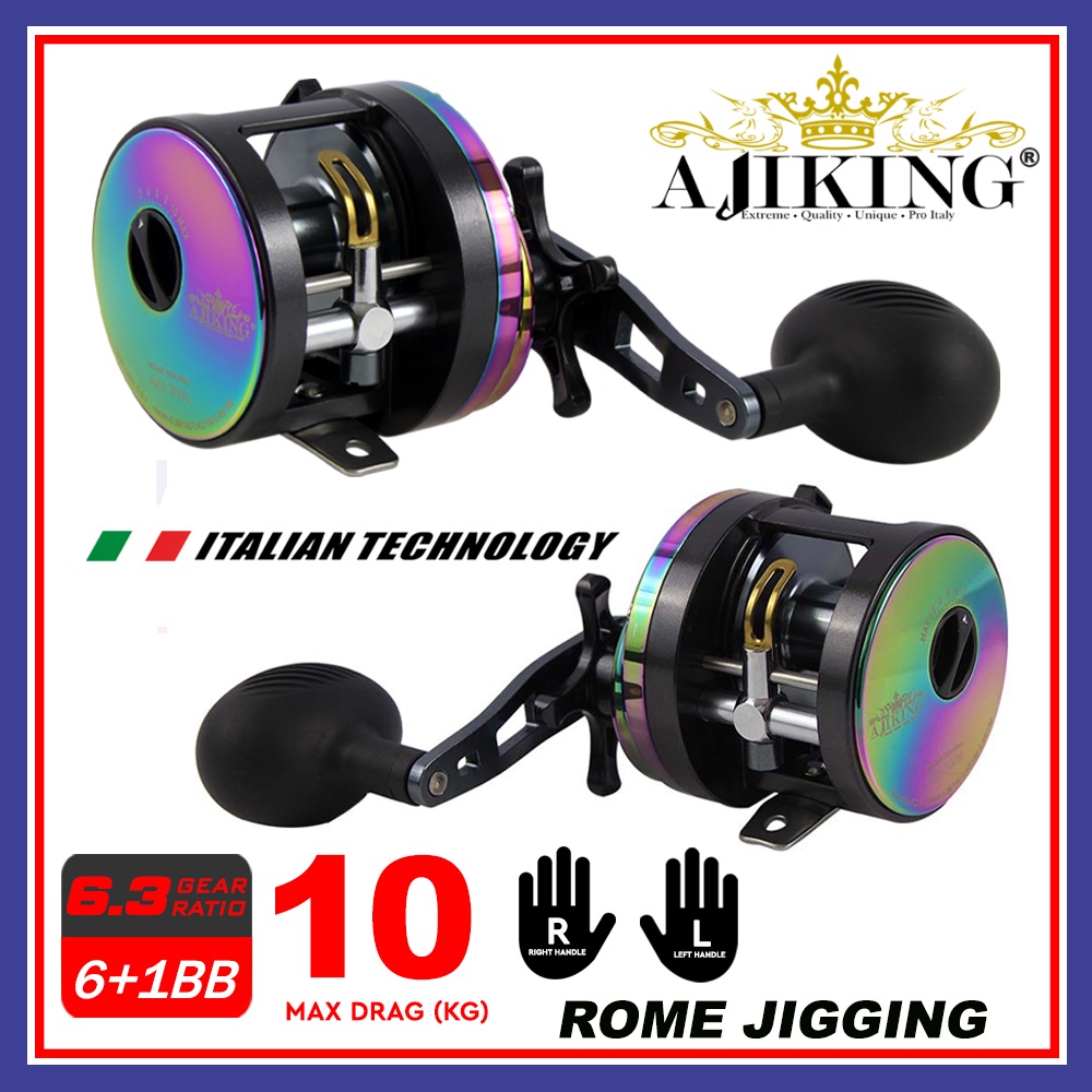 10kg Max Drag AJIKING ROME JIGGING ARJ-300 Fishing Reel (Left and right  handle) (6+1BB)