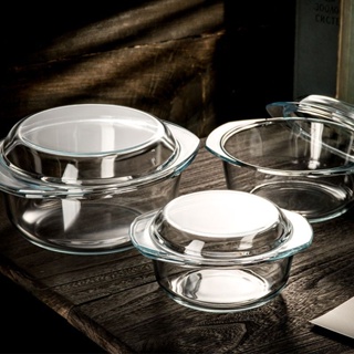 Heat-resistant Tempered Glass Bowl with Lid Transparent