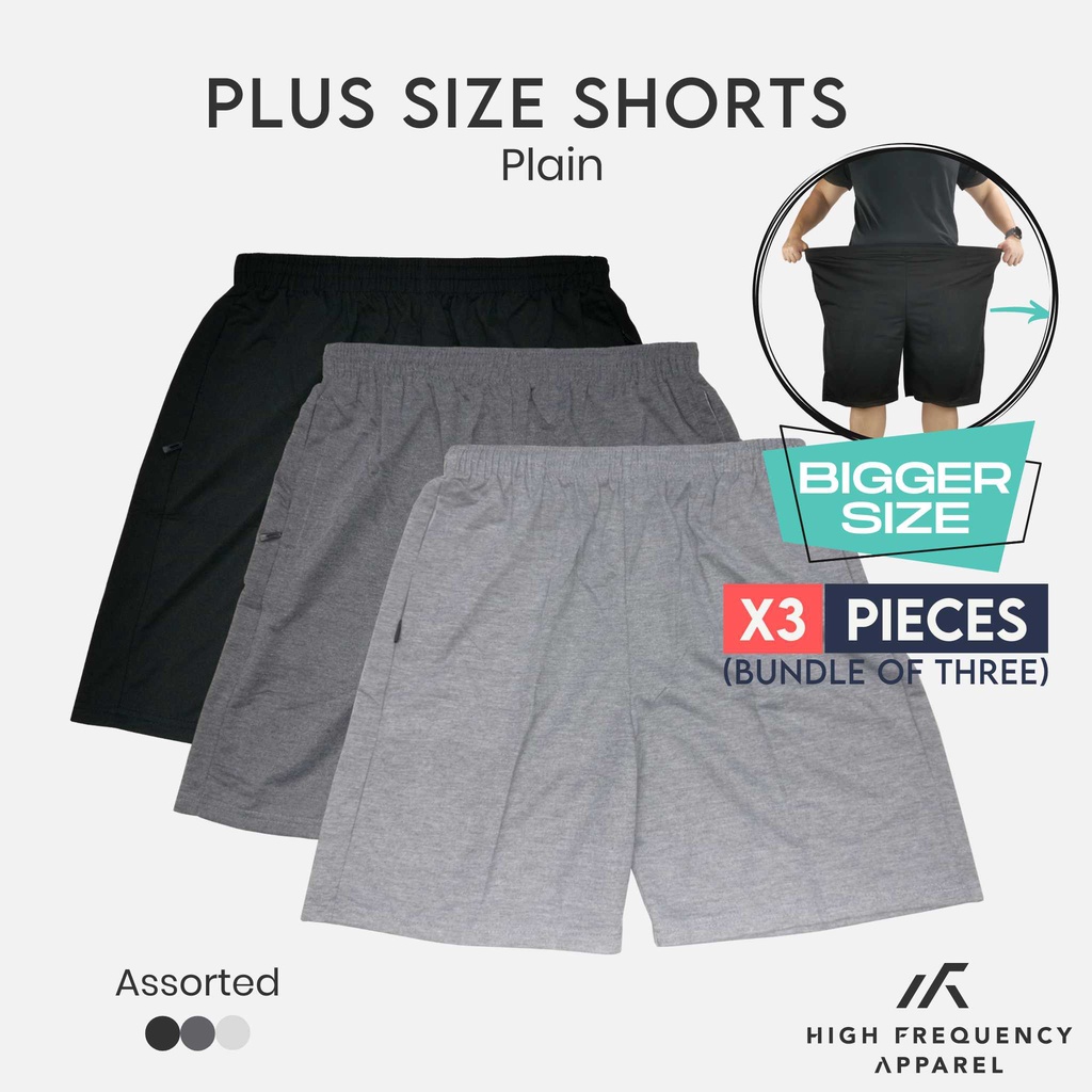 [BUNDLE OF 3] PLUS Size Plain Unisex Ultra Lightweight Shorts | Shopee ...