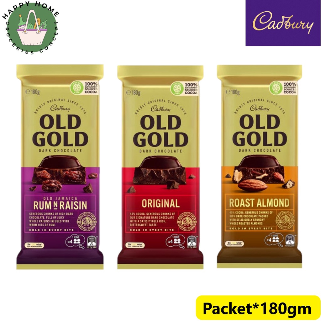 Cadbury Old Gold Dark Chocolate Bar / Rum N Raisin / Roast Almond ...