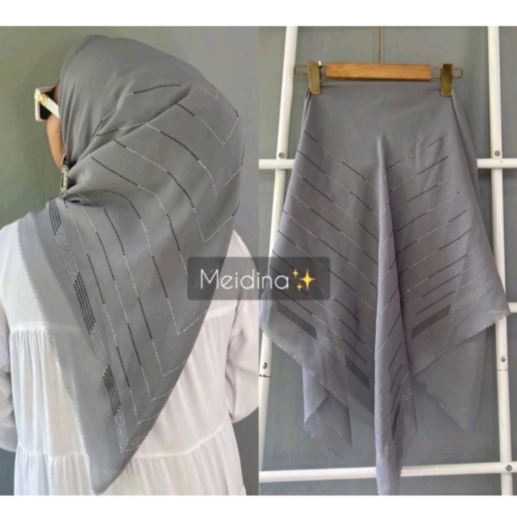 Hijab Segi Empat Swaroski / Segi Empat Payet Mahkota LC - Gambar 2