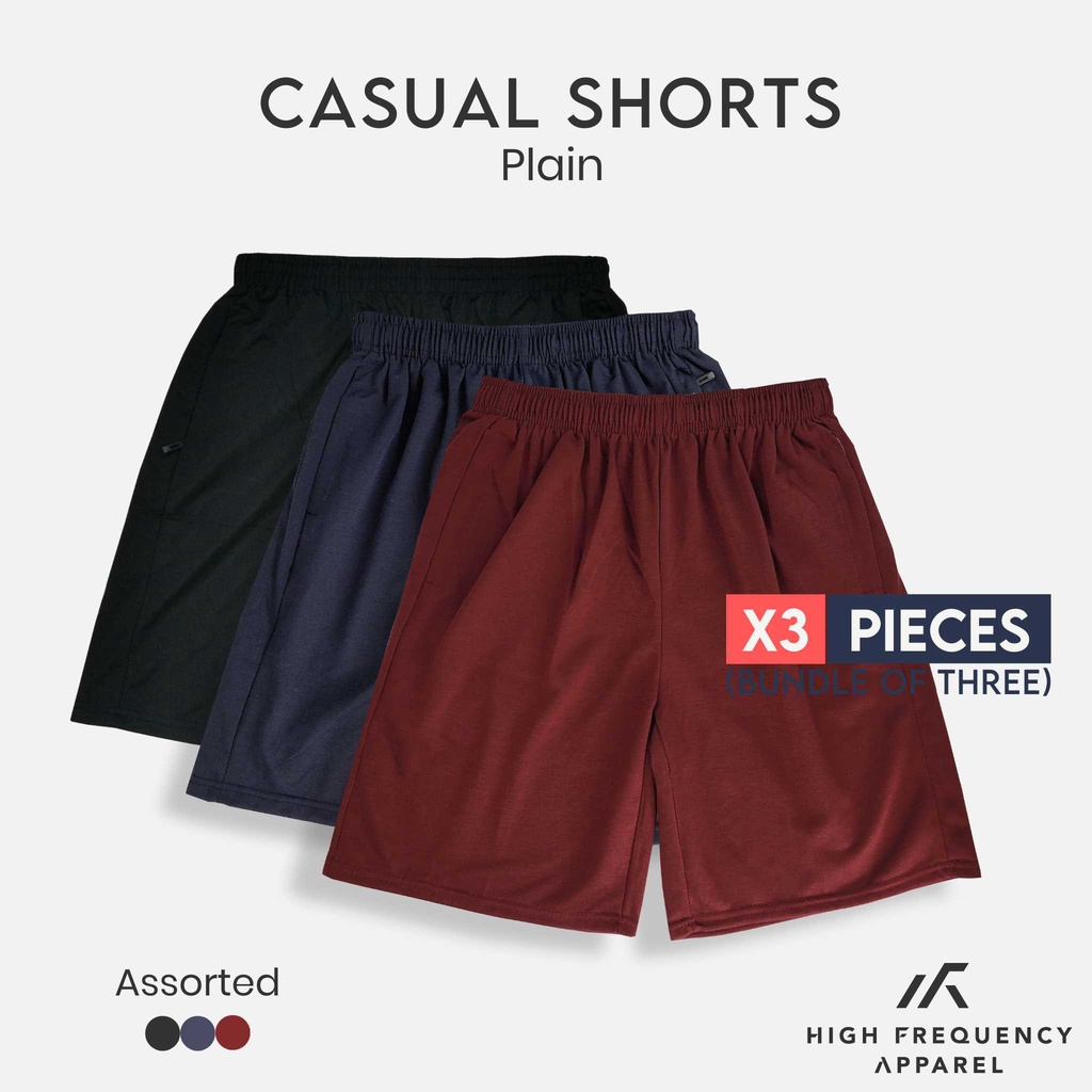 [BUNDLE OF 3] Free Size Plain Unisex Ultra Lightweight Shorts (Navy ...