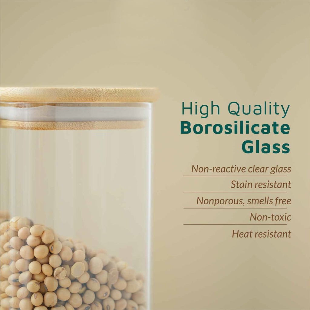 Toples Kaca Kotak Storage Jar Borosilicate Kedap Udara ( dia 8cm ) - Gambar 2