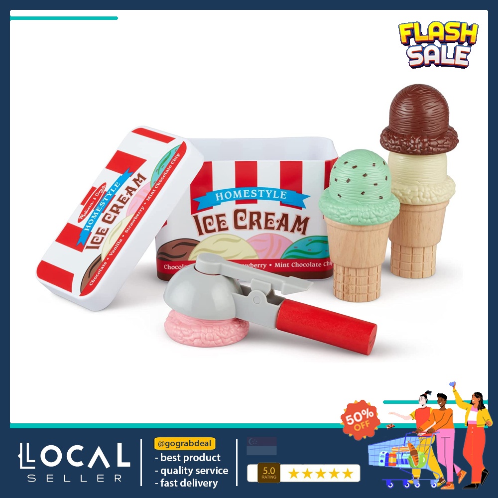 instock Melissa Doug Scoop and Stack Ice Cream Cone Magnetic Pretend Play Set Shopee Singapore