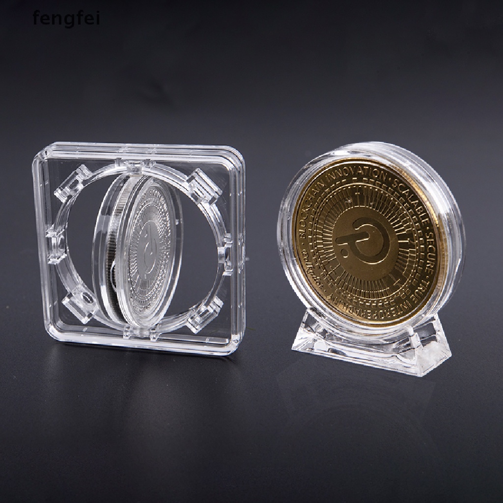 FF 4cm Acrylic Coin Display Case Transparent Box Commemorative Medal ...