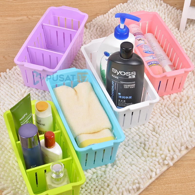 PUSAT17 RAK PLASTIK SERBAGUNA PARTISI SEKAT / RAK MULTIFUNGSI / RAK BUMBU DAPUR KOSMETIK / RAK KAMAR MANDI / RAK MEJA PENA ATK / STORAGE BOX ORGANIZER - Gambar 3