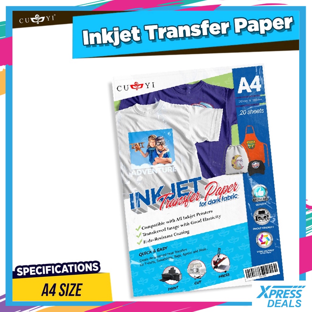 Xpress Deals CUYI A4 Size Dark Transfer Paper (20 Sheets /Pack