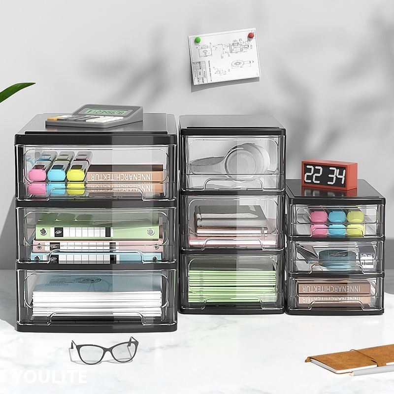 YOULITE Desk Organiser Desktop Storage Box Drawer Plastic Container
