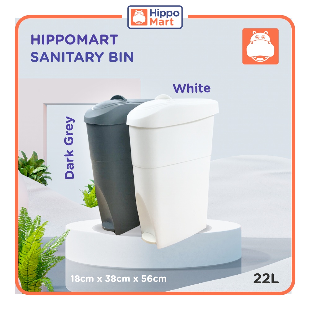 HippoMart Sanitary Waste Rubbish Toilet Bin, 22L, Trash Bin, Dustbin