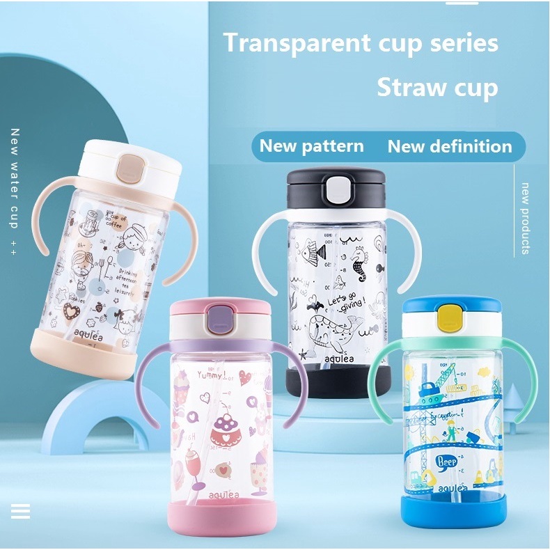 Richell AQULEA Straw Bottle with Base 320ml, 7+ mths RICHELL