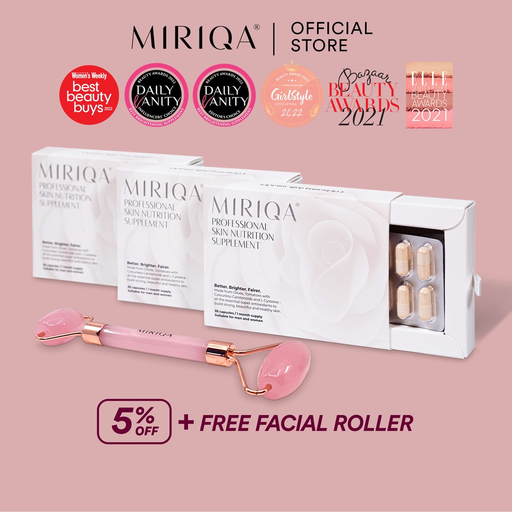 MIRIQA® Professional Skin Nutrition Supplement [3-months supply with Free Face Roller]