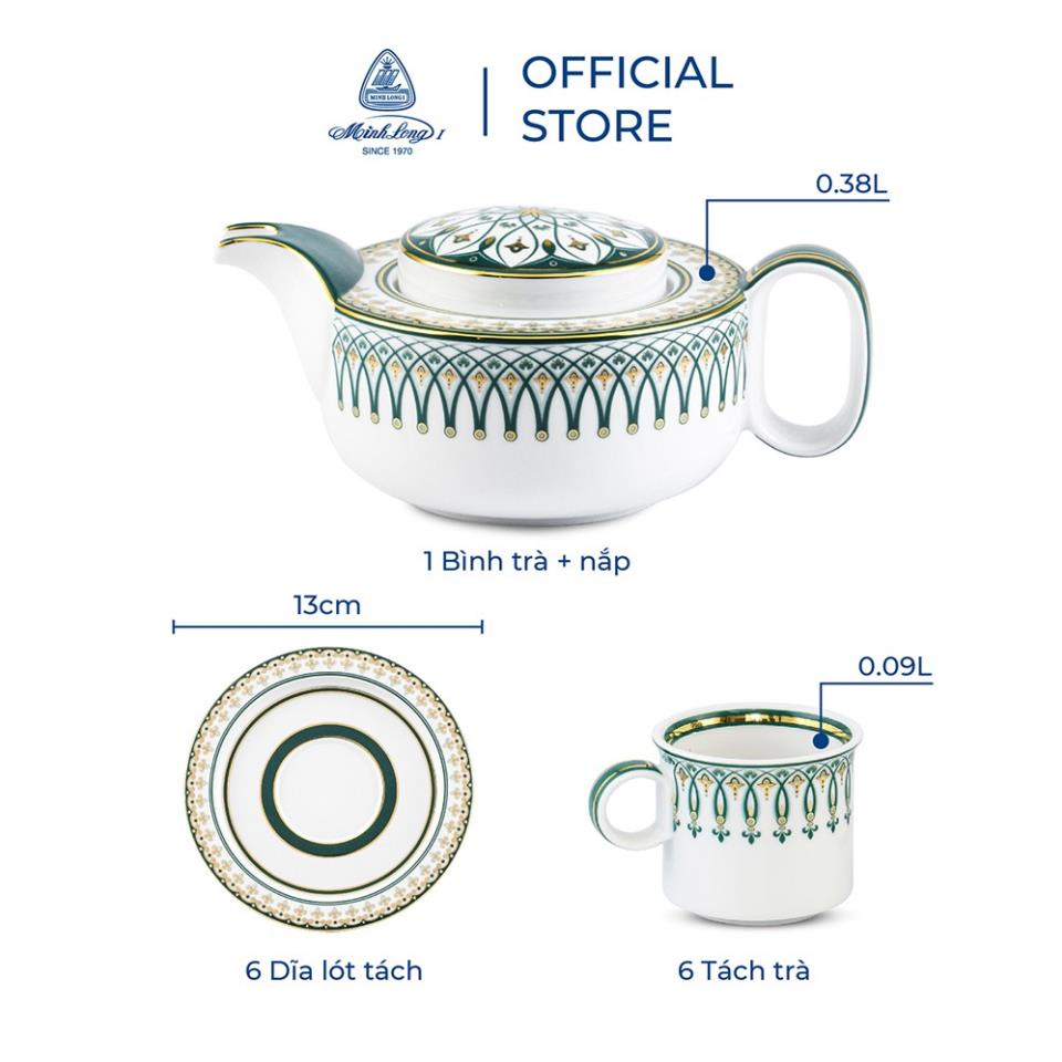 Minh Long Ceramic Teapot, Tea Cup 0.38 L Gastroline Dong Tam Green