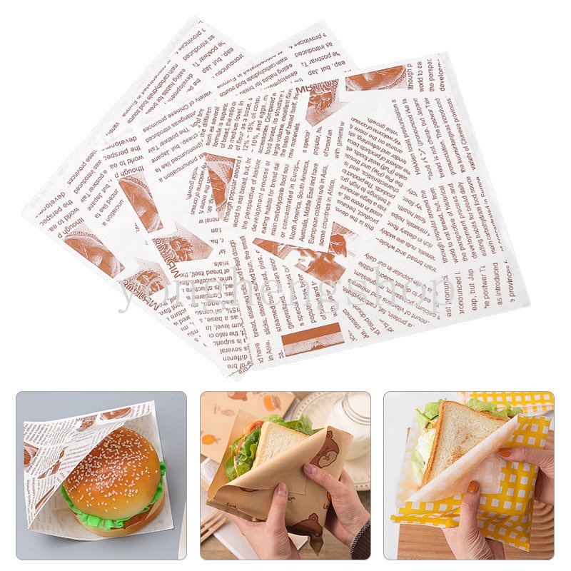 10/50pcs Sandwich Wrapper Donut Bakery Bread Kraft Paper Food Packaging ...