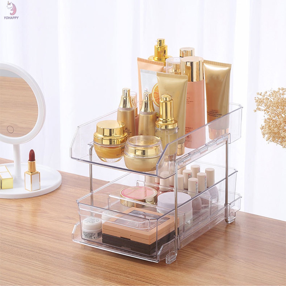 2 Tier Clear Plastic Storage Drawers Heavy Duty Storage Boxes for All