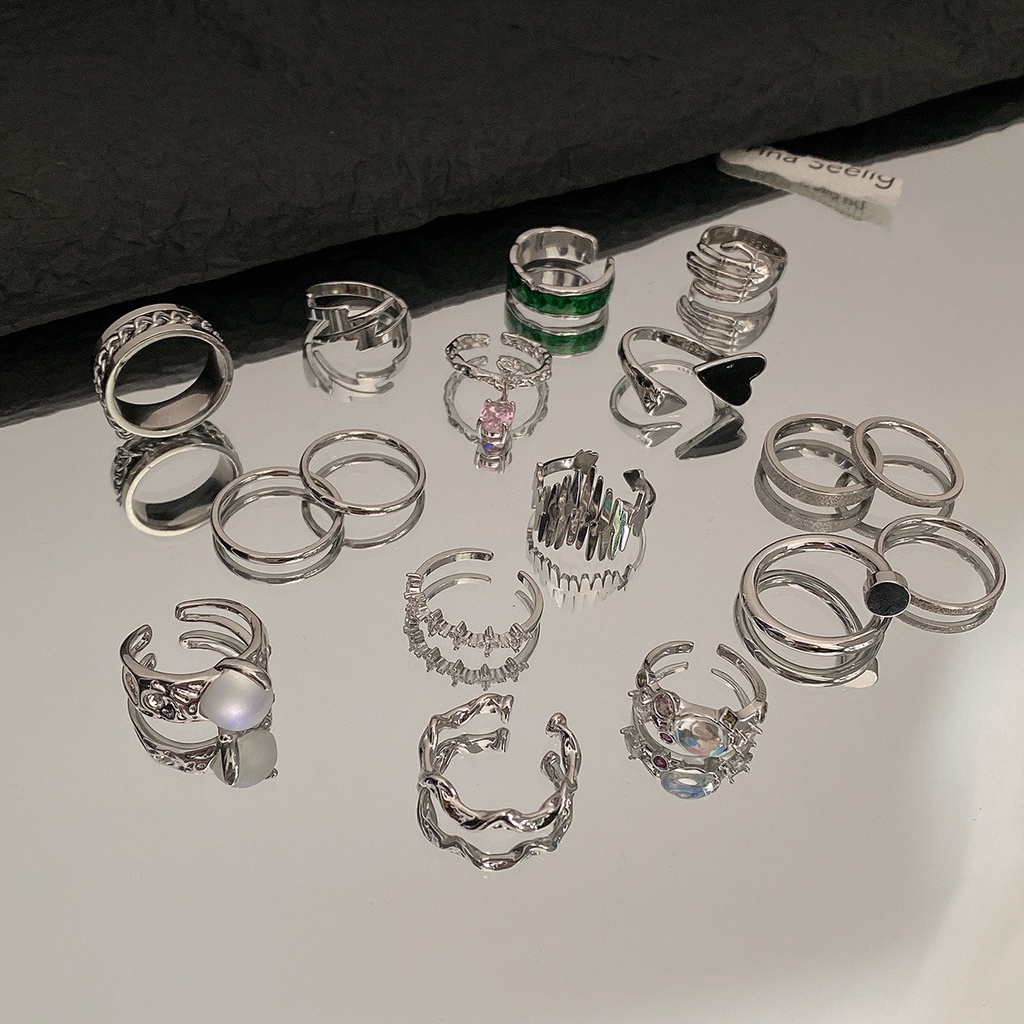 [?? Ship Within 36 Hours!!!] Fashion Accessories Jewelry Rings Korean Silver Simple Women Pearl Heart Butterfly