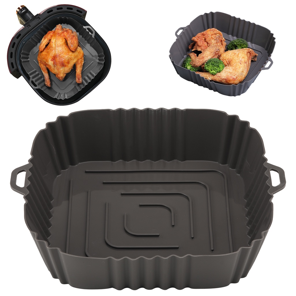 Silicone Tray For Air Fryer Oven Baking Tray With Handle Fried Chicken