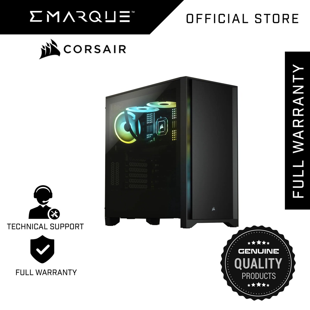 // Corsair 4000D — Black — Tempered Glass MidTower ATX PC Case Chassis