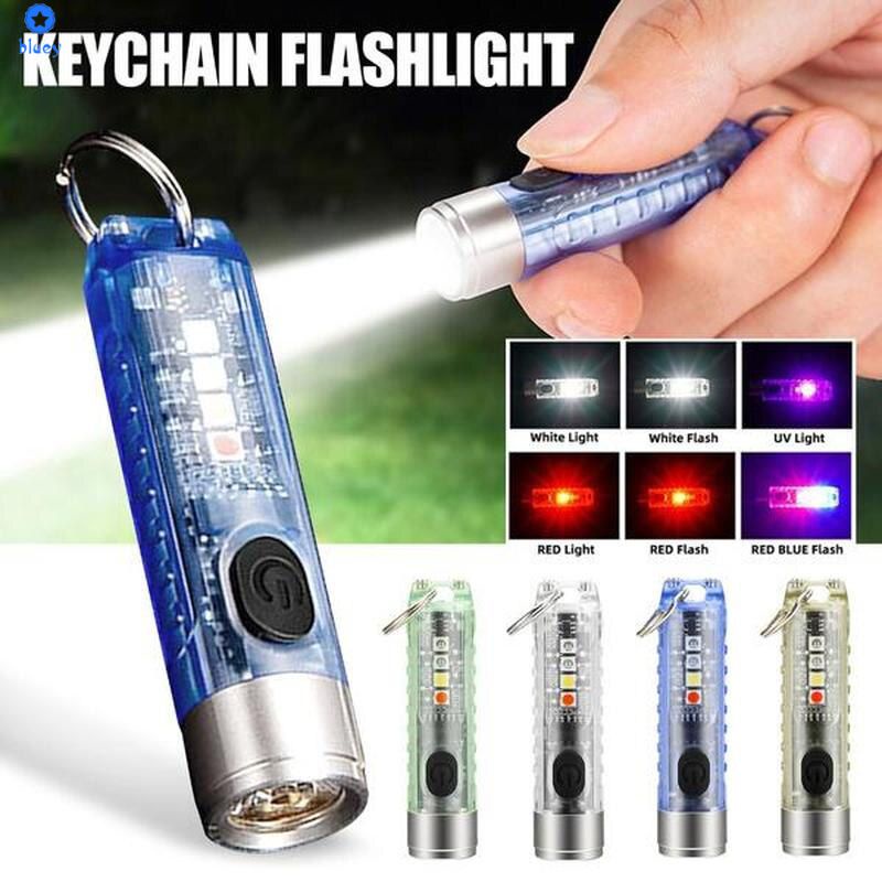 Mini Flashlight 10 Gear Adjustable Keychain Torchlight Led Usb ...